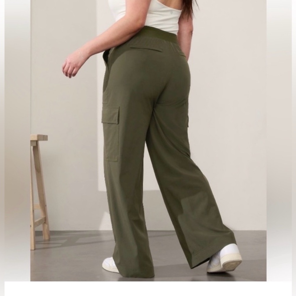 Athleta Olive Wide Leg Cargo Pants